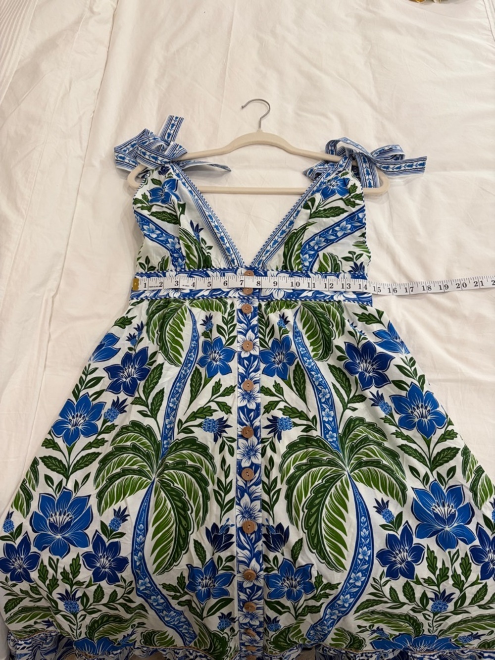 FARM Rio Blue and Green Floral Midi Dress Mty - Picture 13 of 16
